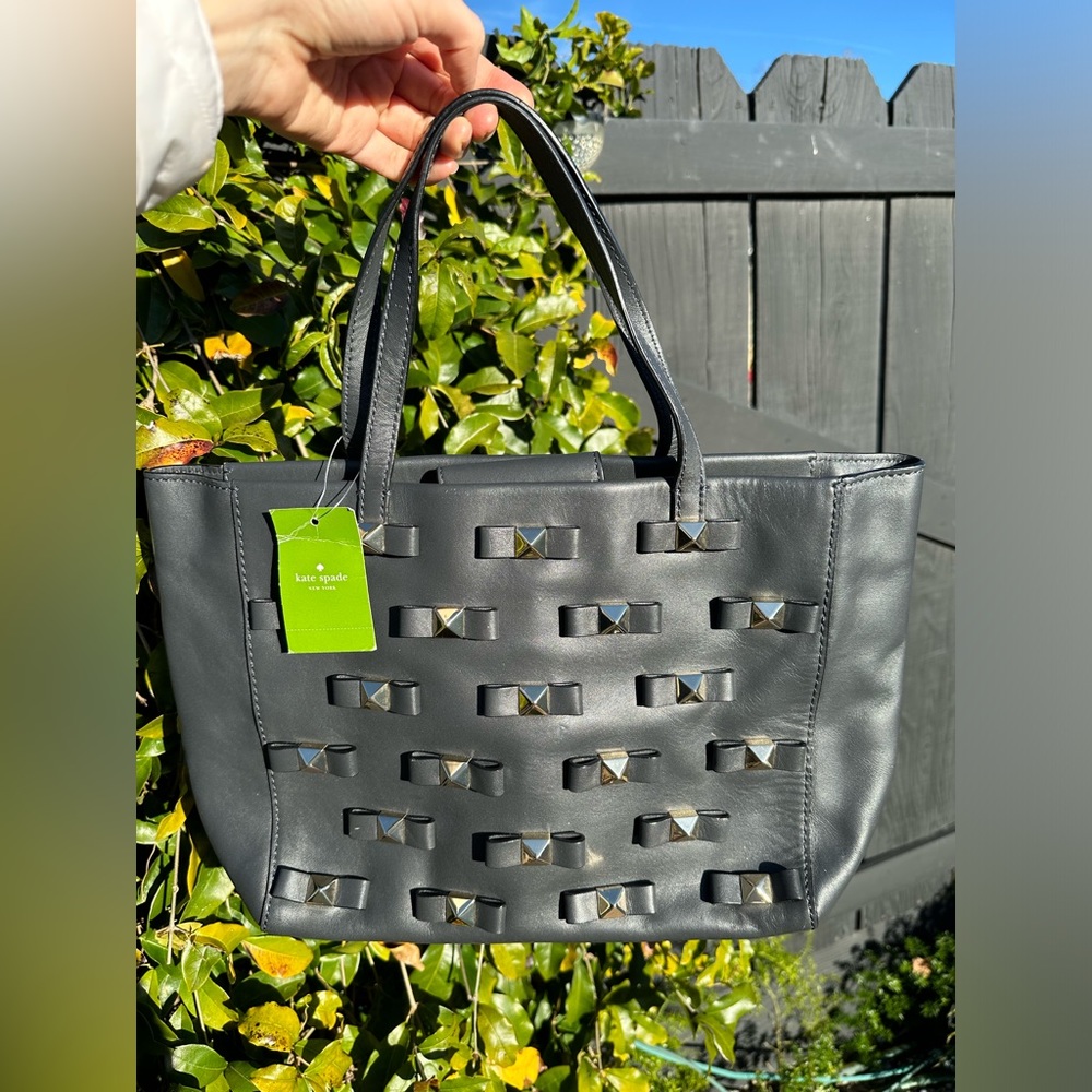 NWT Authentic Kate Spade Janis Bow Terrace Genuine Leather Studded Purse Handbag